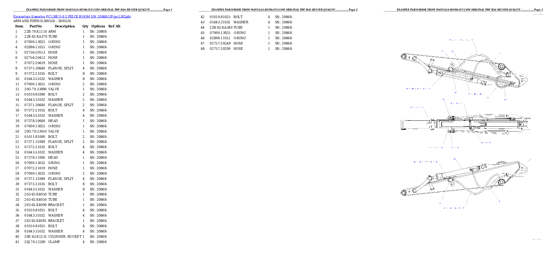 Protected: PC138US-8 2 PIECE BOOM S/N 20868-UP Partsbook