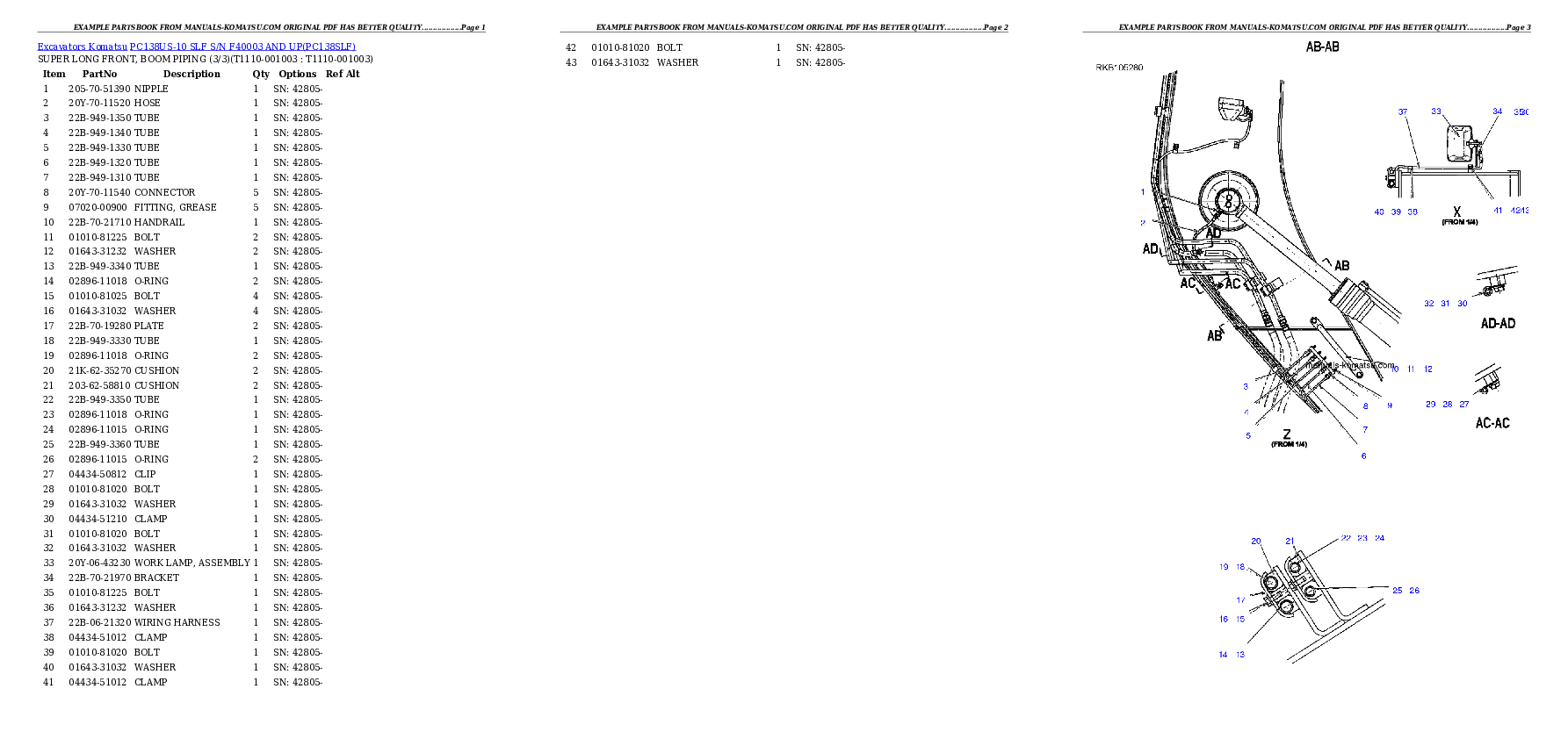 Protected: PC138US-10 SLF S/N F40003 AND UP Partsbook