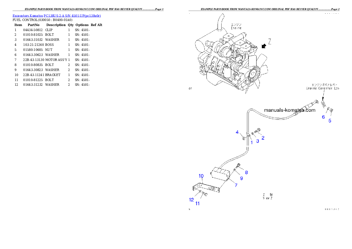 Protected: PC138US-2-A S/N 4501-UP Partsbook