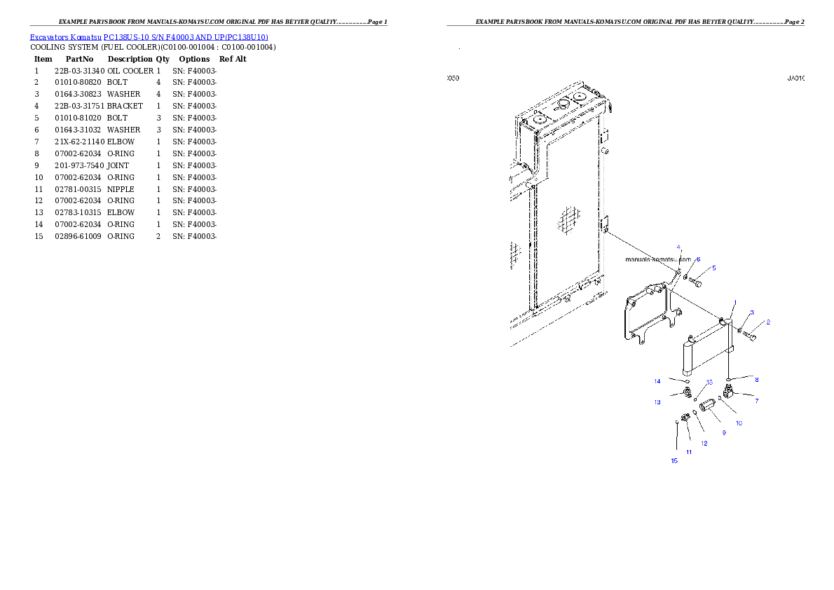 Protected: PC138US-10 S/N F40003 AND UP Partsbook
