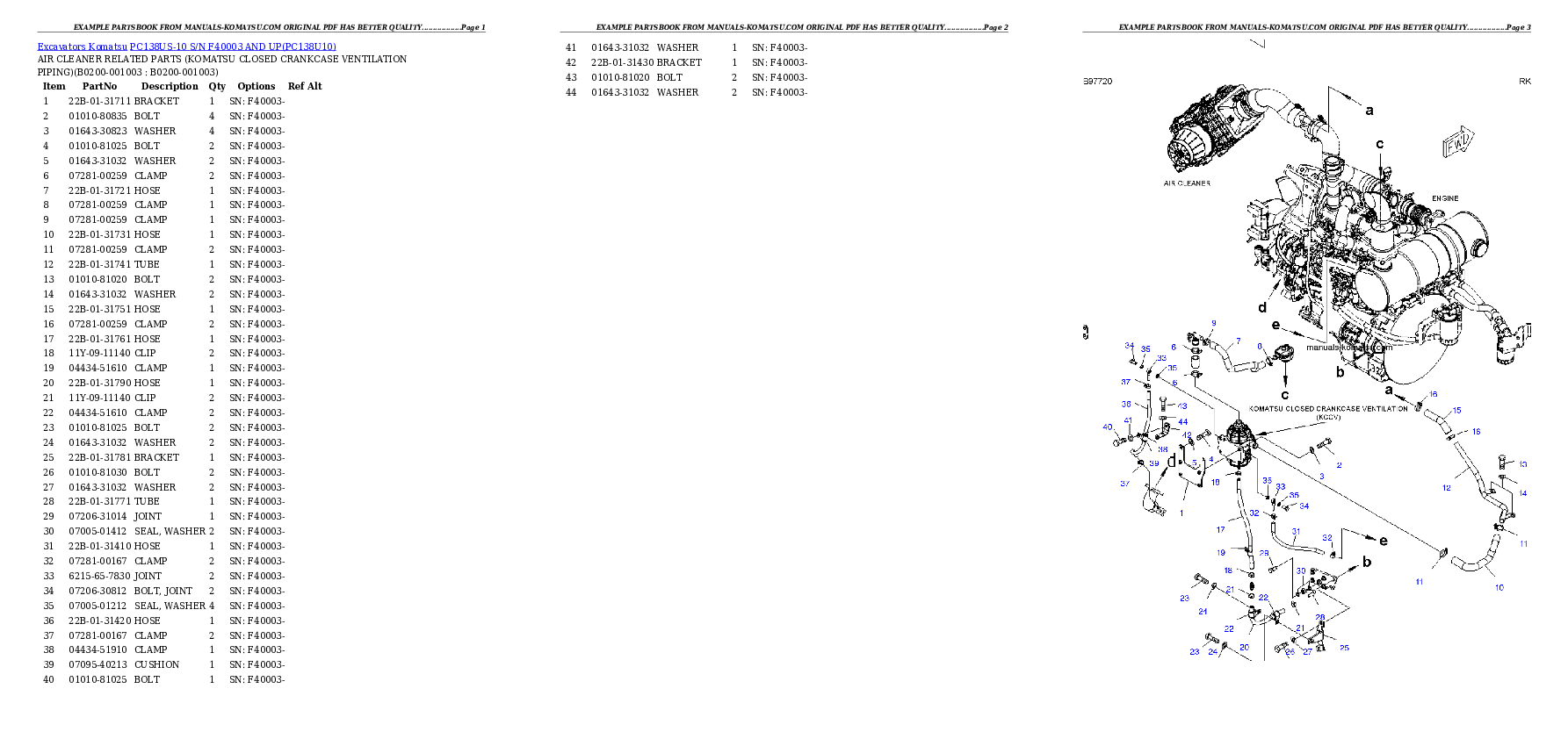 Protected: PC138US-10 S/N F40003 AND UP Partsbook
