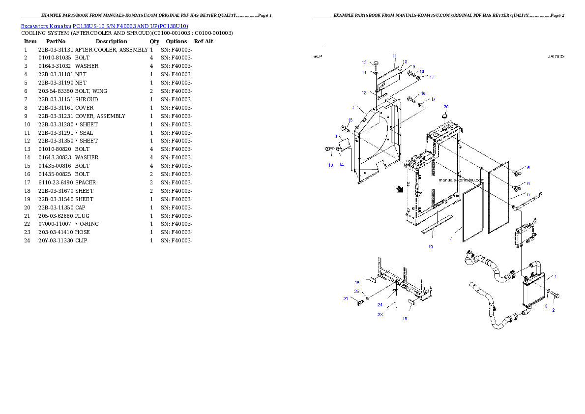 Protected: PC138US-10 S/N F40003 AND UP Partsbook