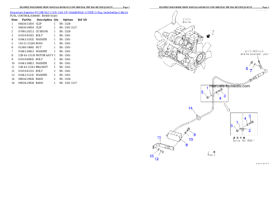Protected: PC138USLC-2 S/N 1501-UP (SAA4D95LE-3 (TIER 2) Eng. Installed) Partsbook