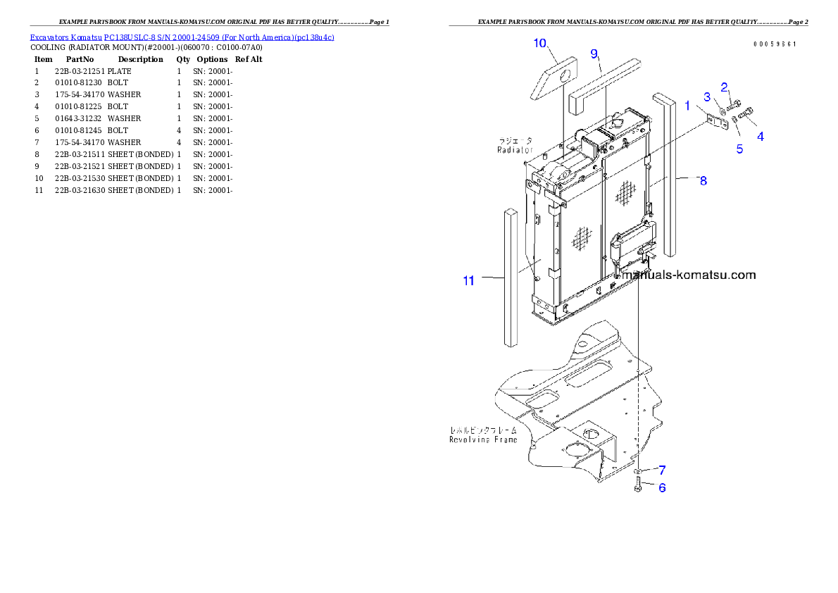 Protected: PC138USLC-8 S/N 20001-24509 (For North America) Partsbook