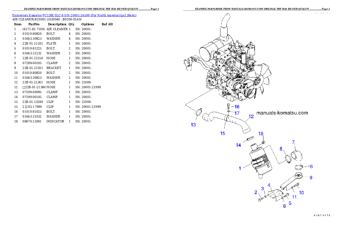 Protected: PC138USLC-8 S/N 20001-24509 (For North America) Partsbook