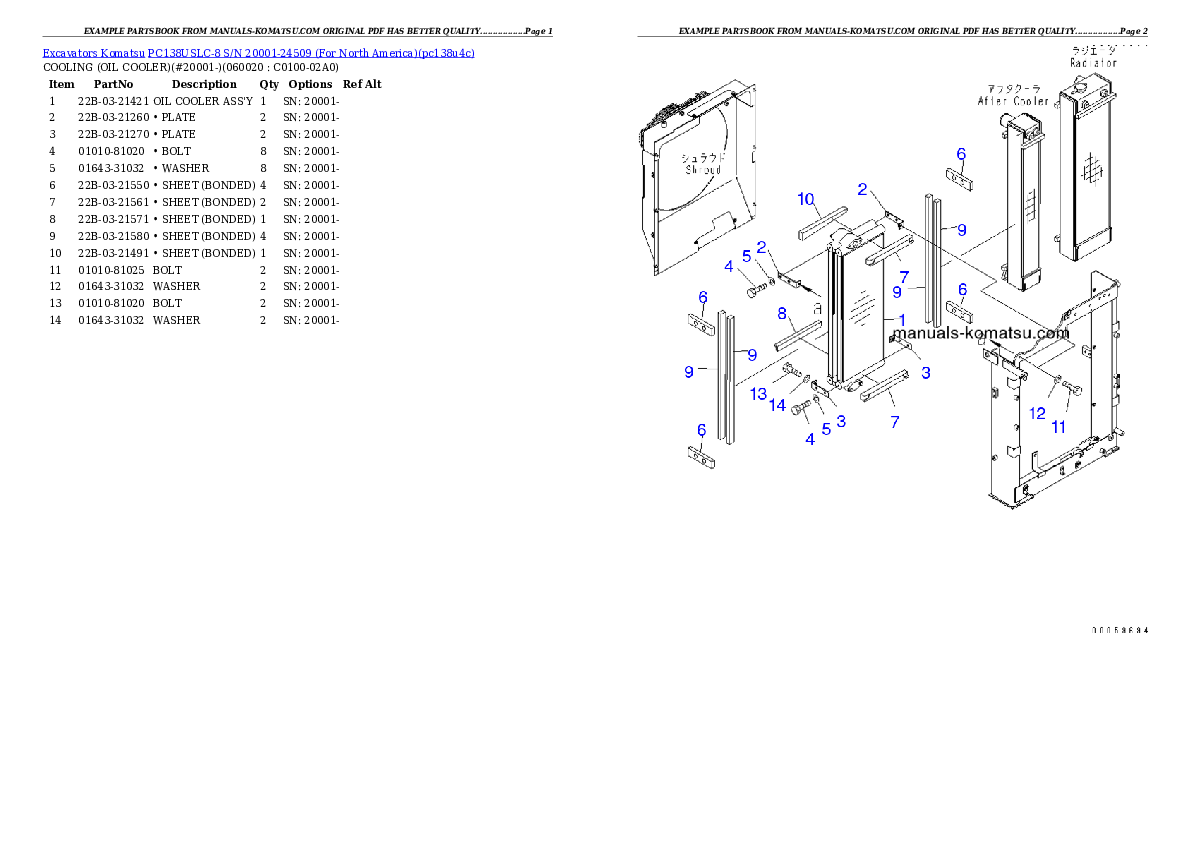 Protected: PC138USLC-8 S/N 20001-24509 (For North America) Partsbook