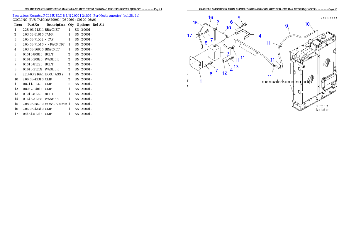 Protected: PC138USLC-8 S/N 20001-24509 (For North America) Partsbook