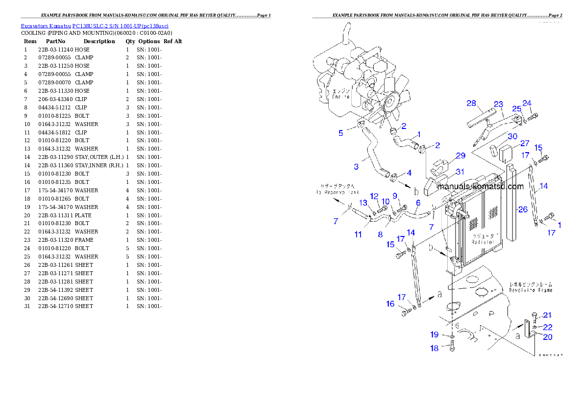Protected: PC138USLC-2 S/N 1001-UP Partsbook