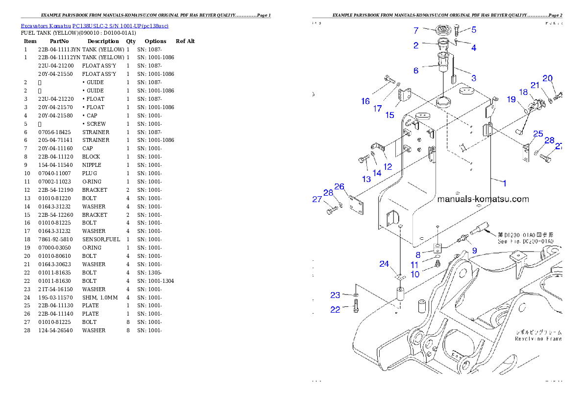 Protected: PC138USLC-2 S/N 1001-UP Partsbook