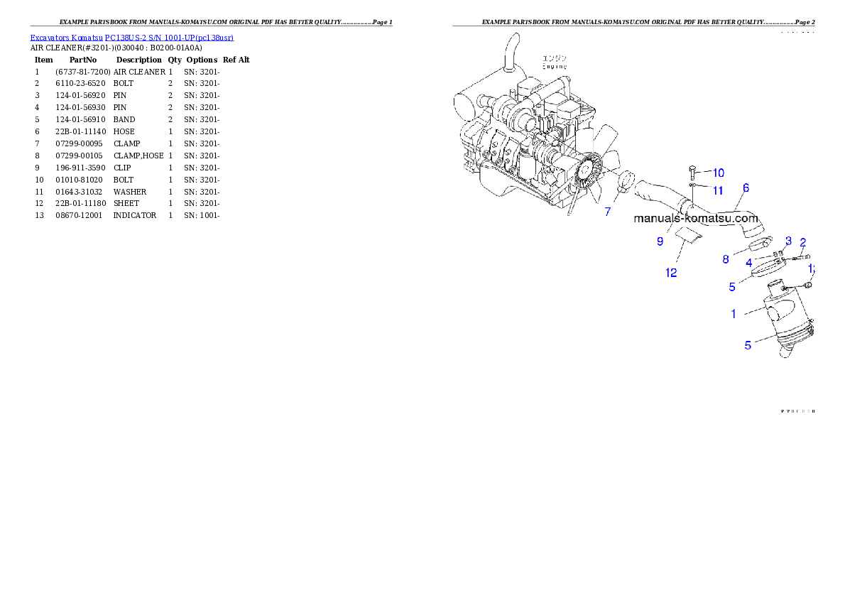Protected: PC138US-2 S/N 1001-UP Partsbook