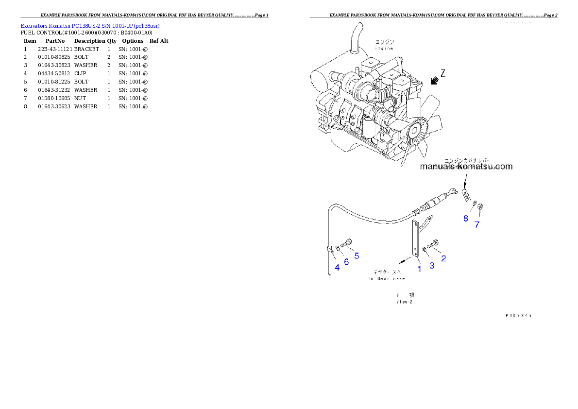 Protected: PC138US-2 S/N 1001-UP Partsbook