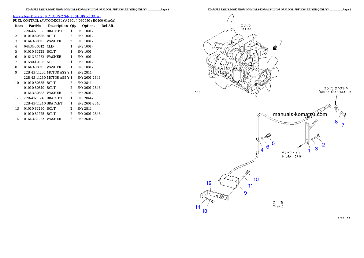 Protected: PC138US-2 S/N 1001-UP Partsbook