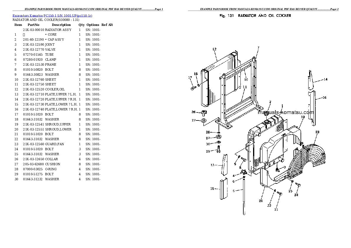 Protected: PC150-1 S/N 1001-UP Partsbook