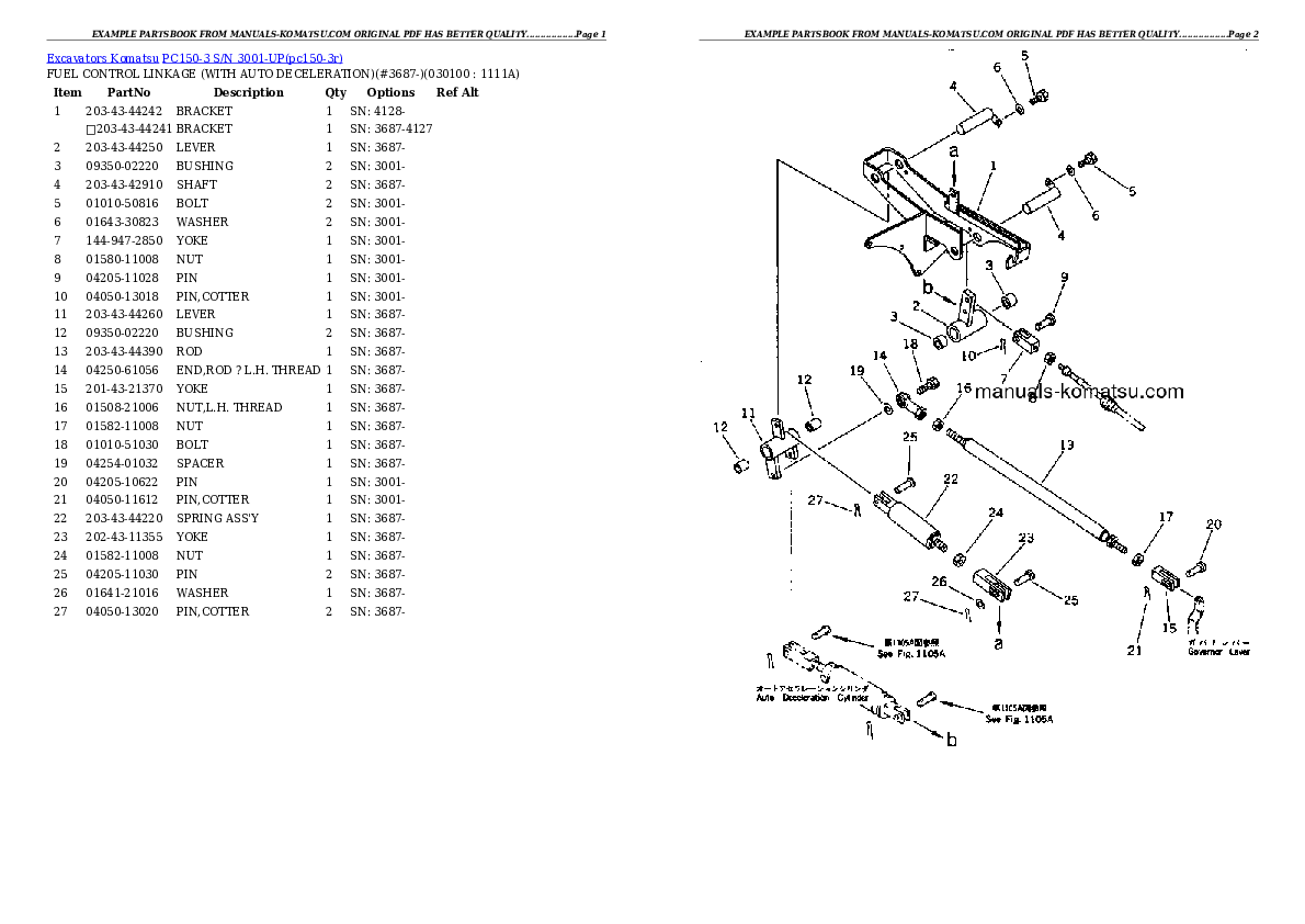 Protected: PC150-3 S/N 3001-UP Partsbook