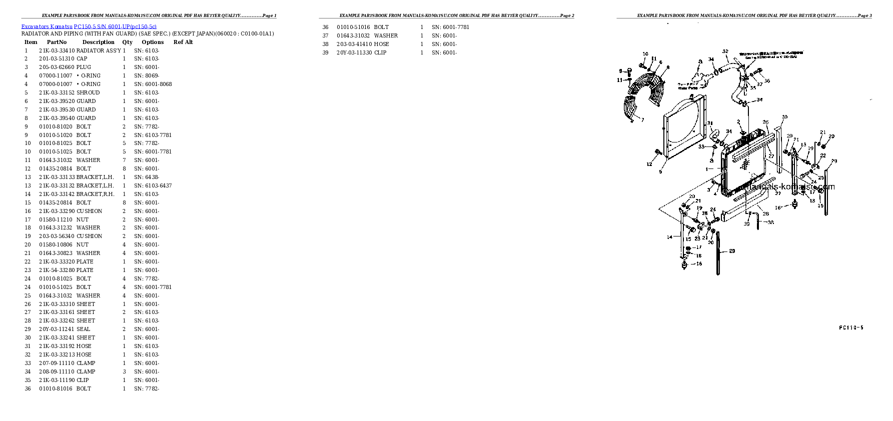 Protected: PC150-5 S/N 6001-UP Partsbook