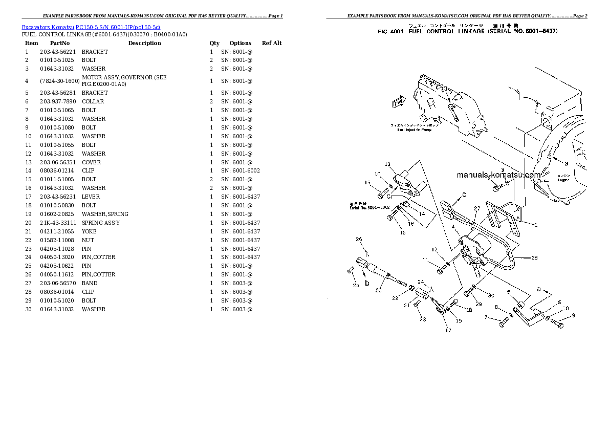 Protected: PC150-5 S/N 6001-UP Partsbook