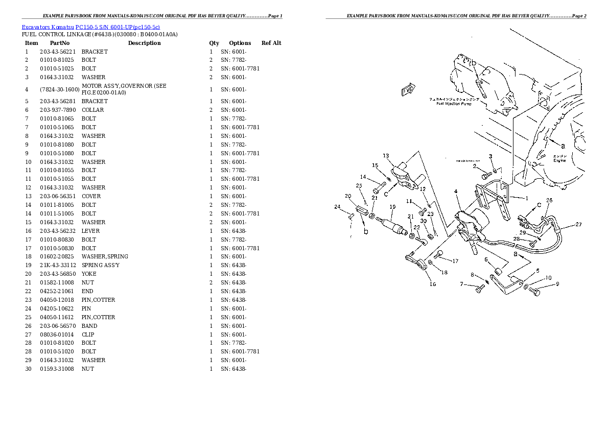 Protected: PC150-5 S/N 6001-UP Partsbook