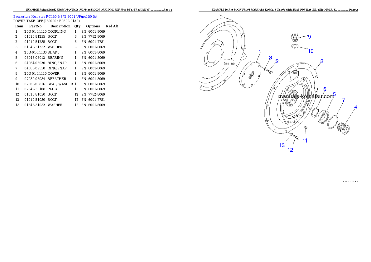 Protected: PC150-5 S/N 6001-UP Partsbook