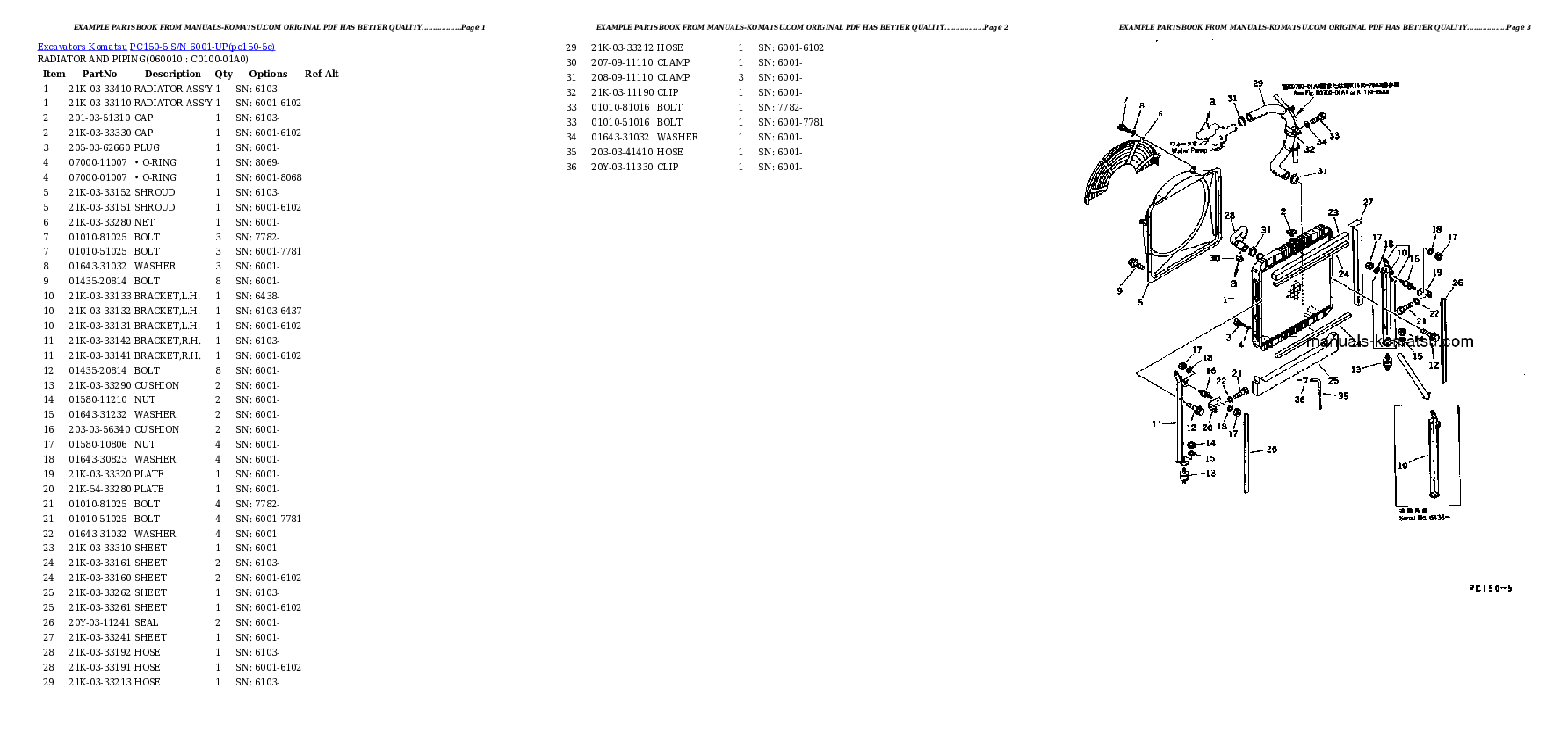 Protected: PC150-5 S/N 6001-UP Partsbook