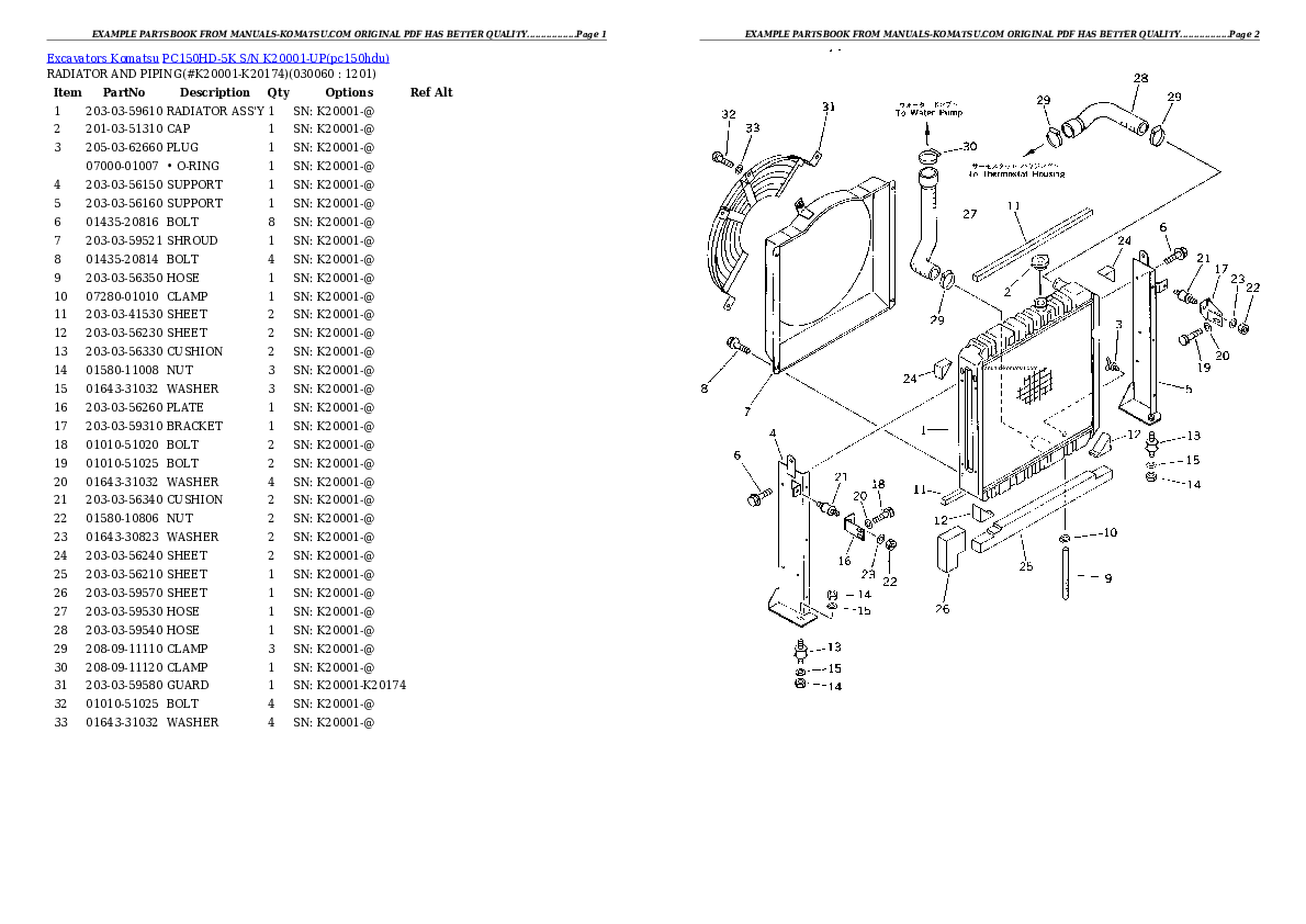 Protected: PC150HD-5K S/N K20001-UP Partsbook