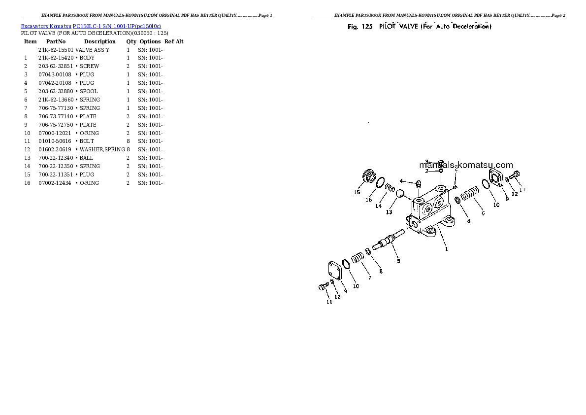 Protected: PC150LC-1 S/N 1001-UP Partsbook
