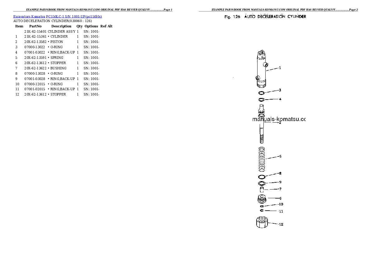 Protected: PC150LC-1 S/N 1001-UP Partsbook