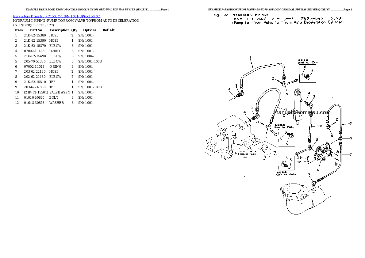 Protected: PC150LC-1 S/N 1001-UP Partsbook