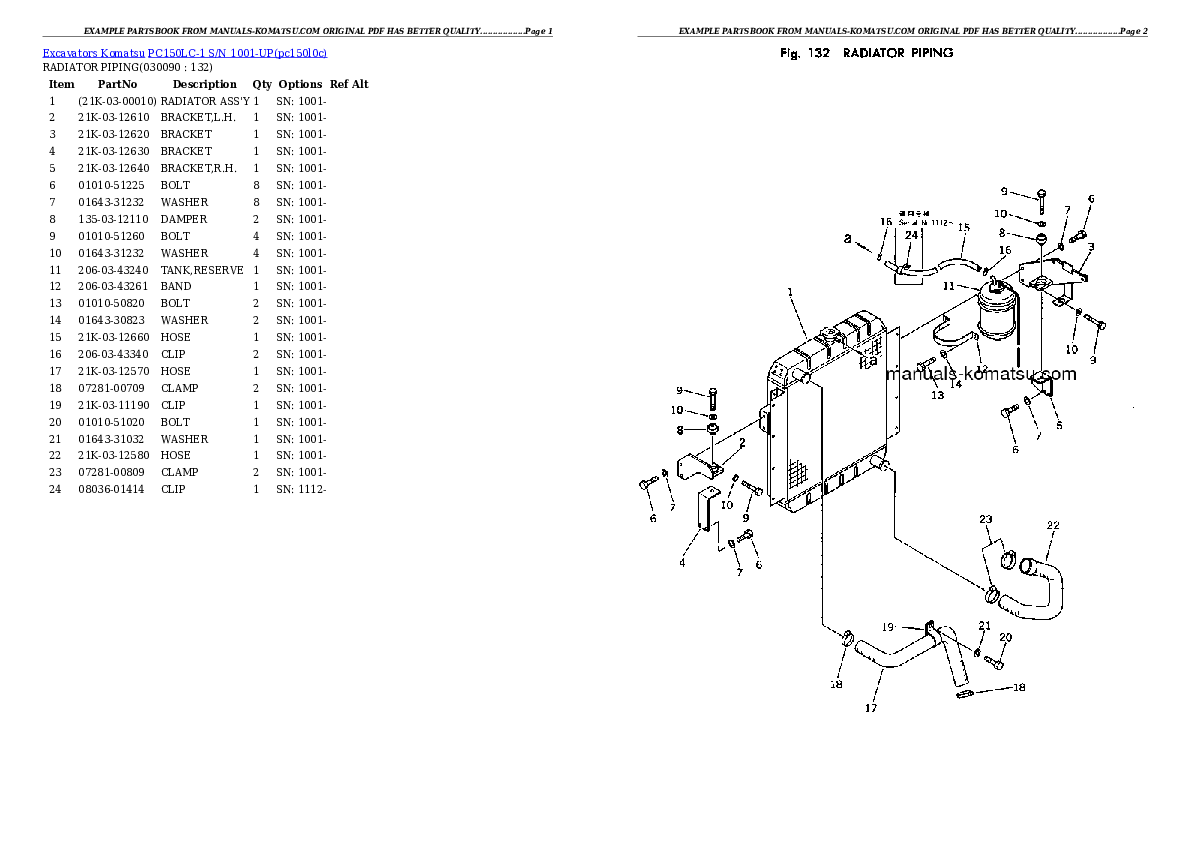 Protected: PC150LC-1 S/N 1001-UP Partsbook