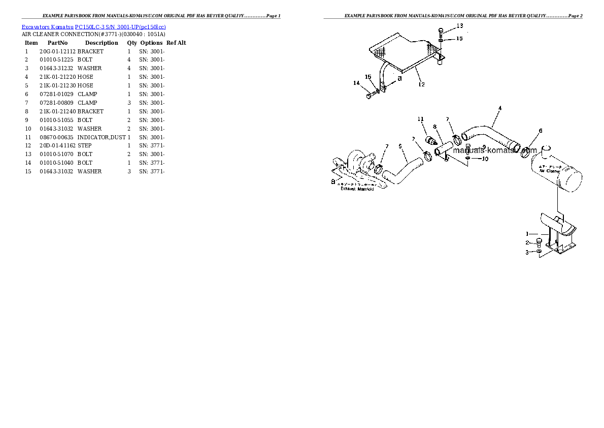 Protected: PC150LC-3 S/N 3001-UP Partsbook