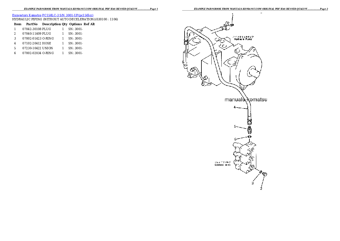 Protected: PC150LC-3 S/N 3001-UP Partsbook