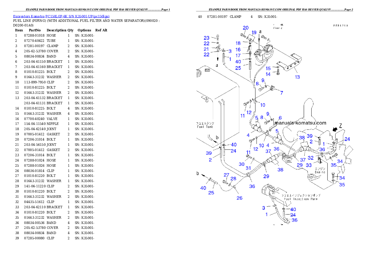 Protected: PC150LGP-6K S/N K35001-UP Partsbook