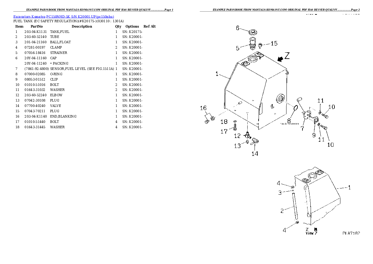 Protected: PC150NHD-5K S/N K20001-UP Partsbook