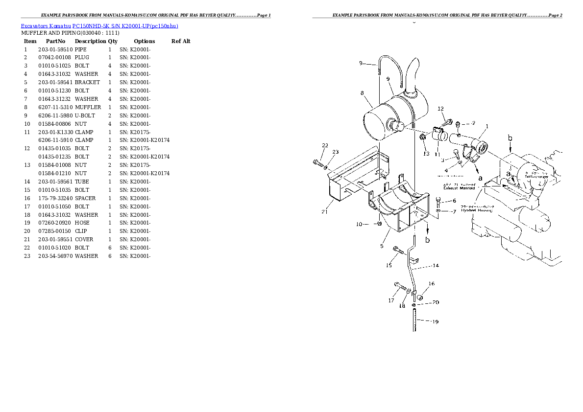 Protected: PC150NHD-5K S/N K20001-UP Partsbook