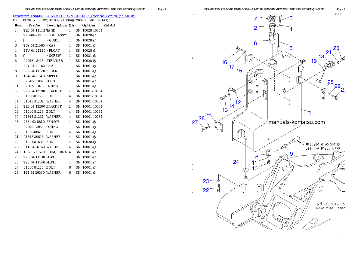 Protected: PC158USLC-2 S/N 10001-UP (Overseas Version) Partsbook
