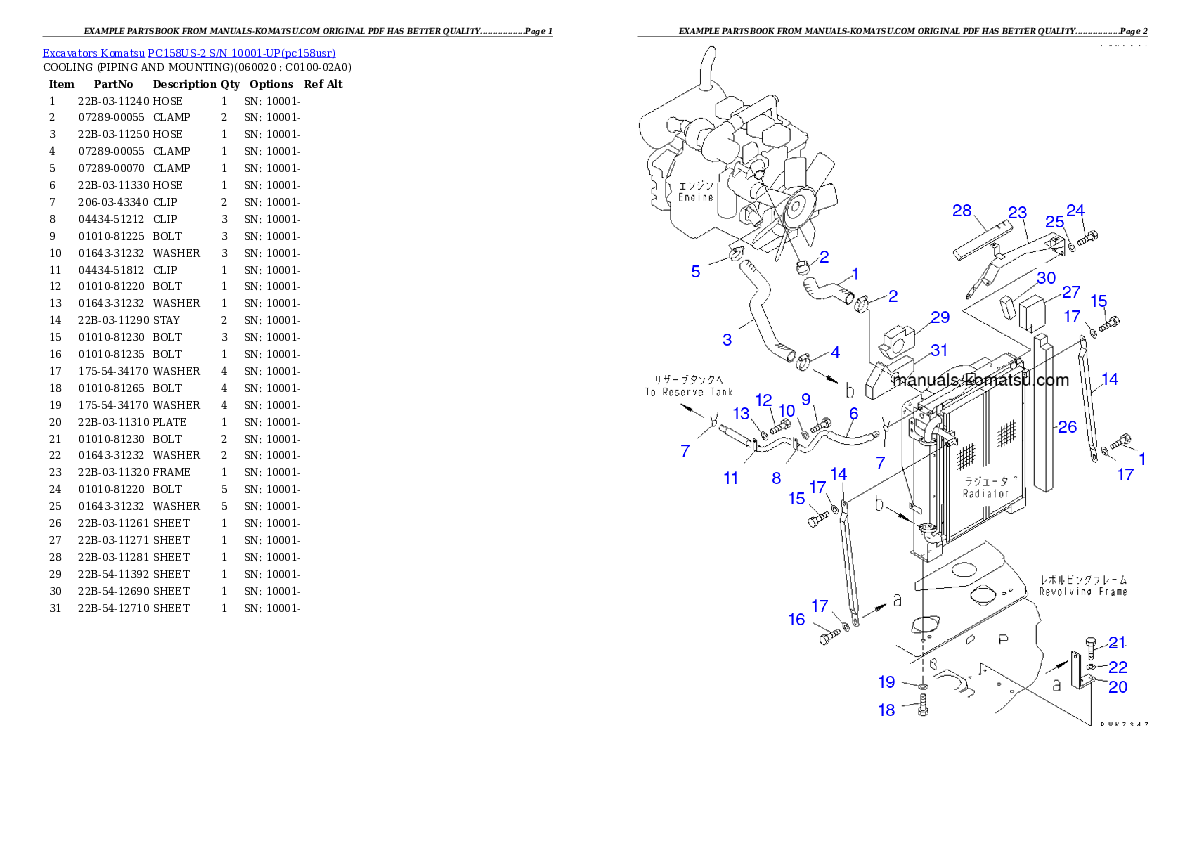 Protected: PC158US-2 S/N 10001-UP (Overseas Version) Partsbook