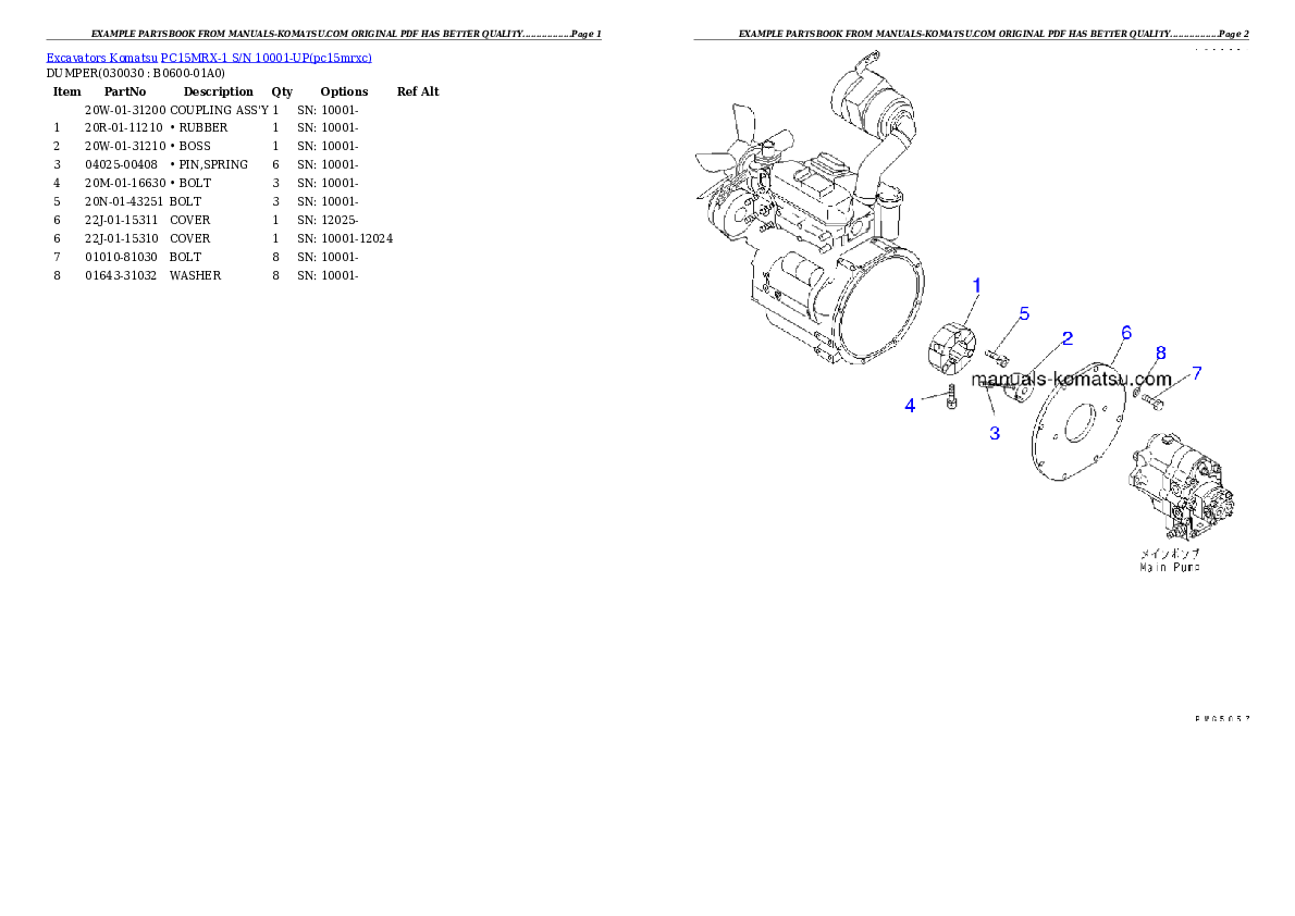 PC15MRX-1 S/N 10001-UP Partsbook