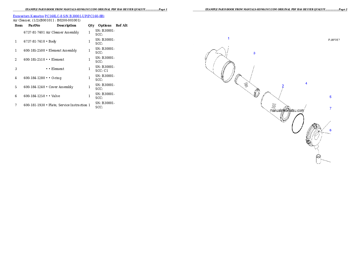 Protected: PC160LC-8 S/N B30001-UP Partsbook