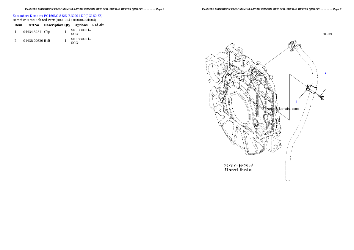 Protected: PC160LC-8 S/N B30001-UP Partsbook