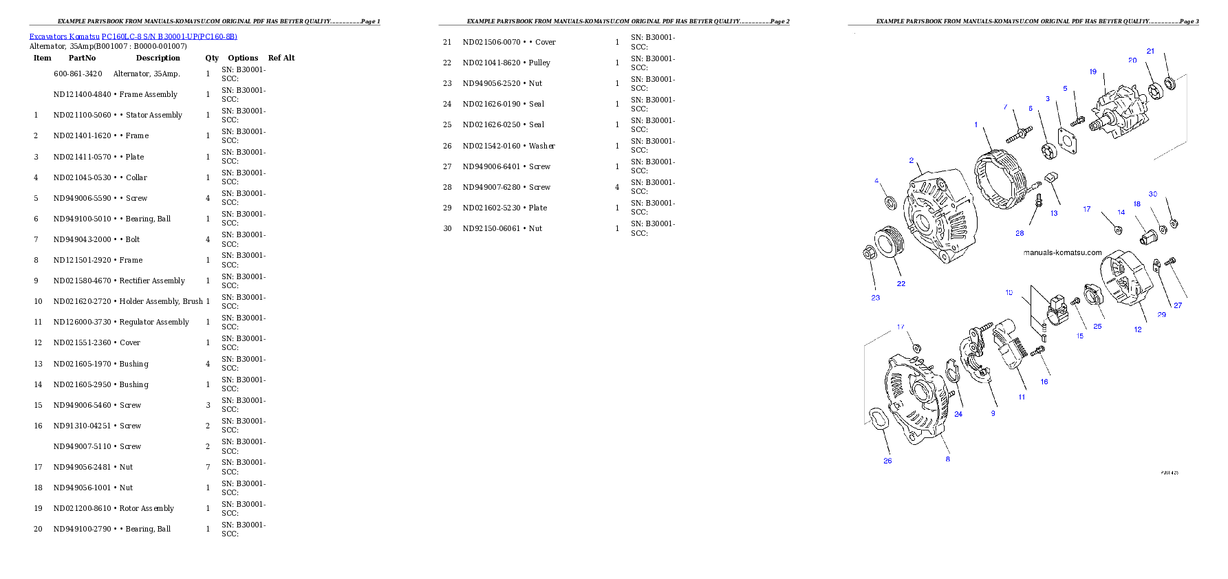 Protected: PC160LC-8 S/N B30001-UP Partsbook