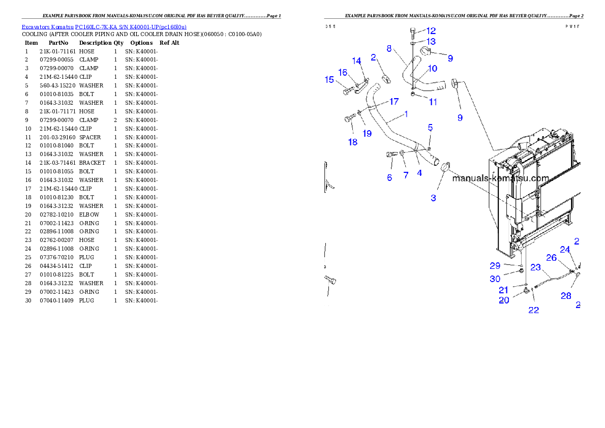 Protected: PC160LC-7K-KA S/N K40001-UP Partsbook