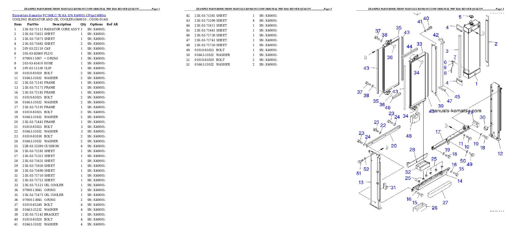 Protected: PC160LC-7K-KA S/N K40001-UP Partsbook
