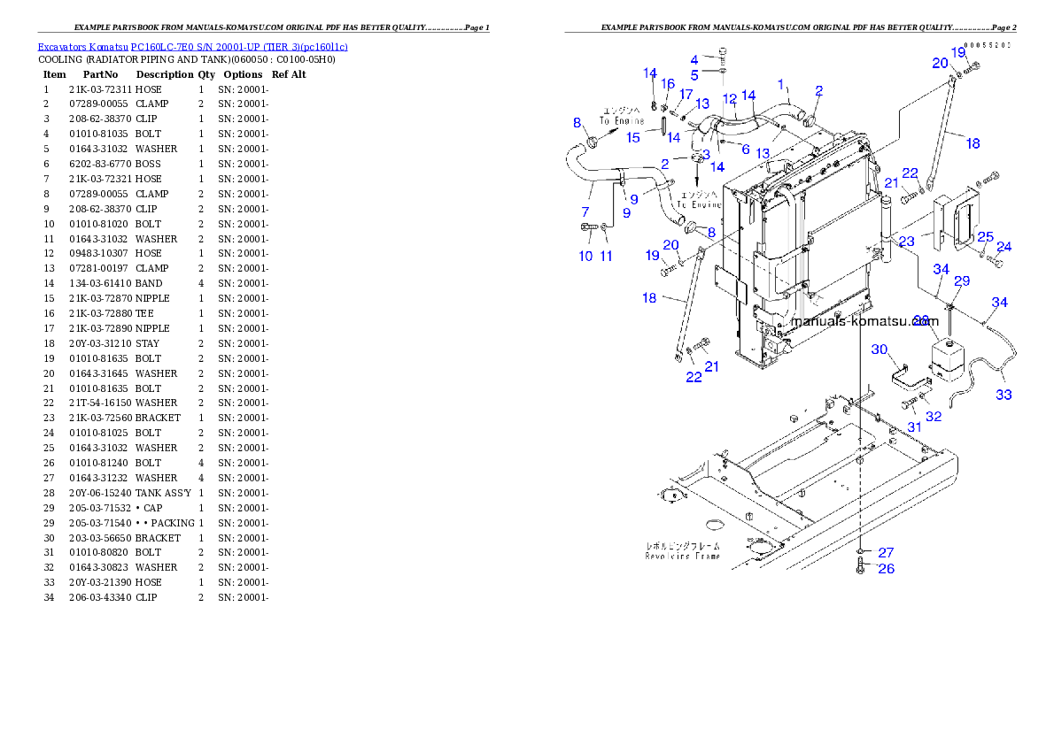 Protected: PC160LC-7E0 S/N 20001-UP (TIER 3) Partsbook