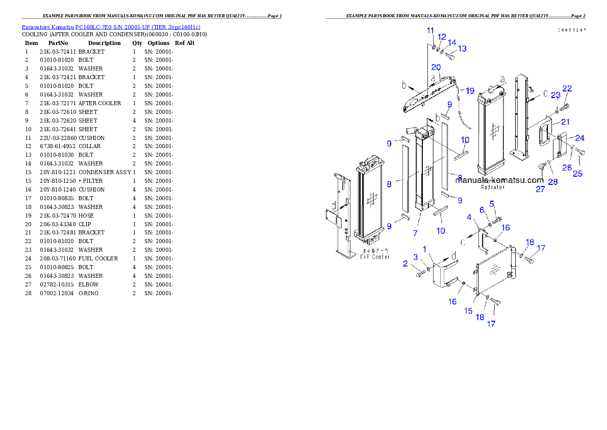 Protected: PC160LC-7E0 S/N 20001-UP (TIER 3) Partsbook