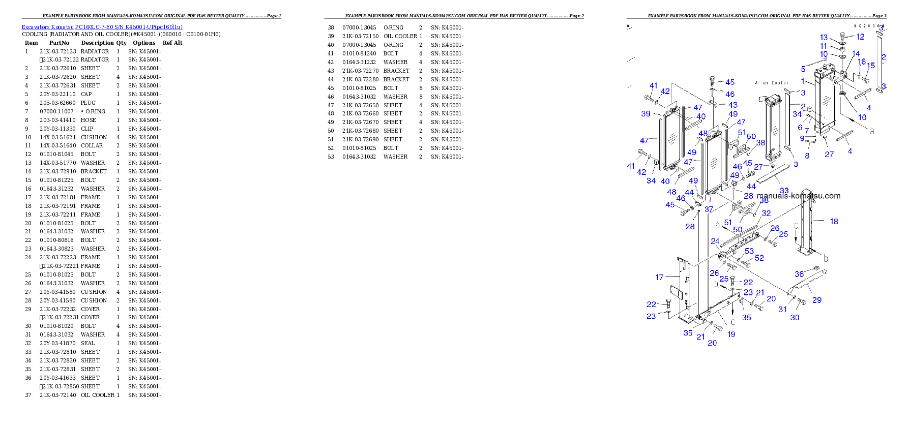 Protected: PC160LC-7-E0 S/N K45001-UP Partsbook