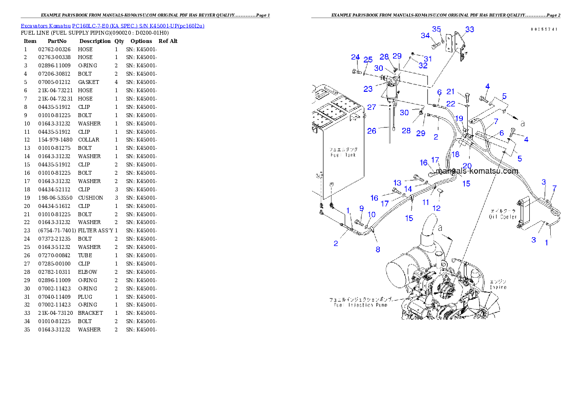 Protected: PC160LC-7-E0 (KA SPEC.) S/N K45001-UP Partsbook