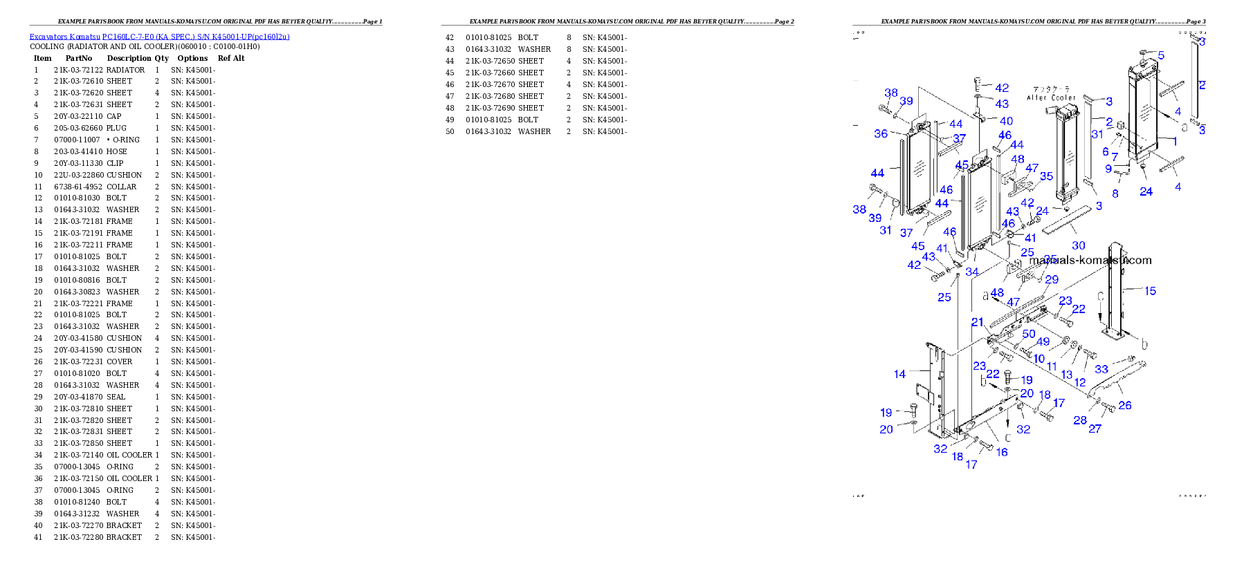 Protected: PC160LC-7-E0 (KA SPEC.) S/N K45001-UP Partsbook
