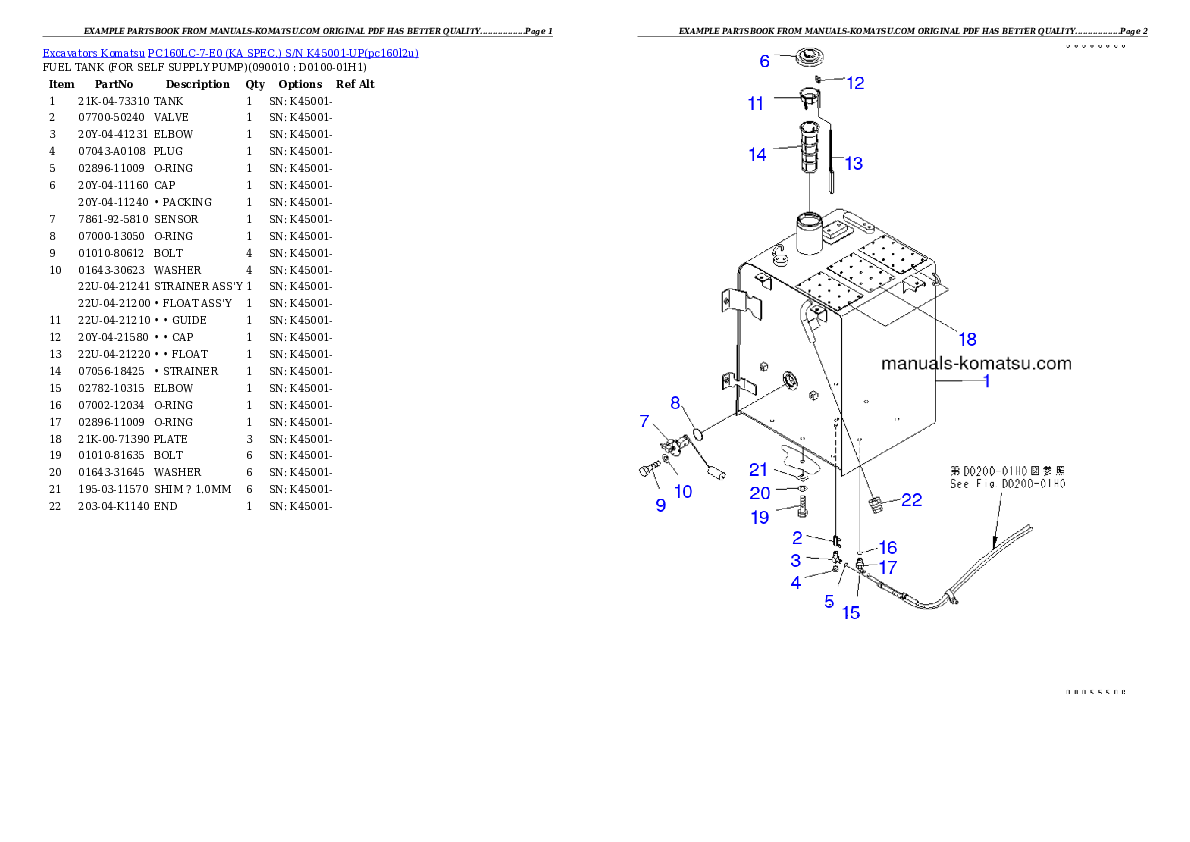 Protected: PC160LC-7-E0 (KA SPEC.) S/N K45001-UP Partsbook