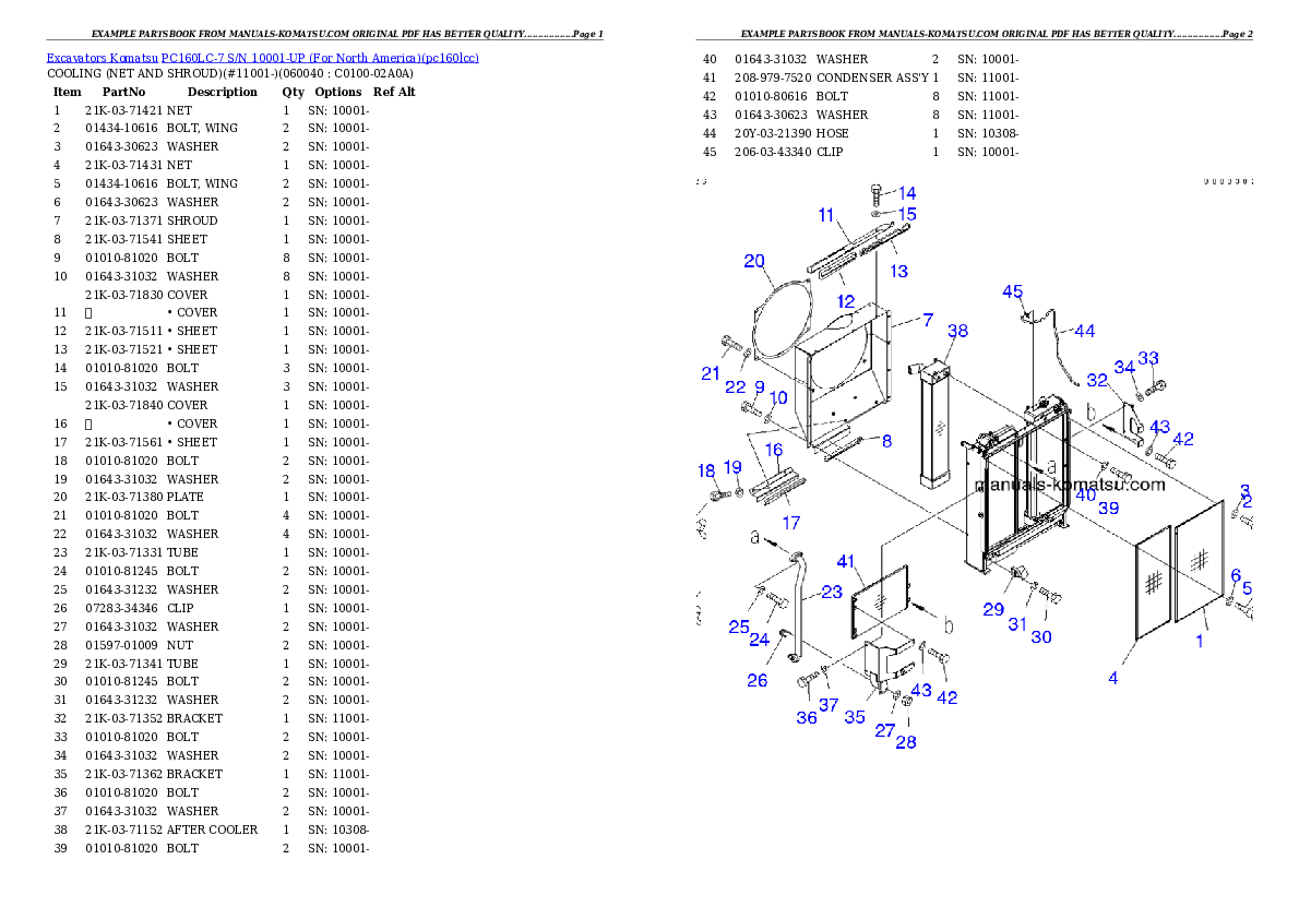 Protected: PC160LC-7 S/N 10001-UP (For North America) Partsbook