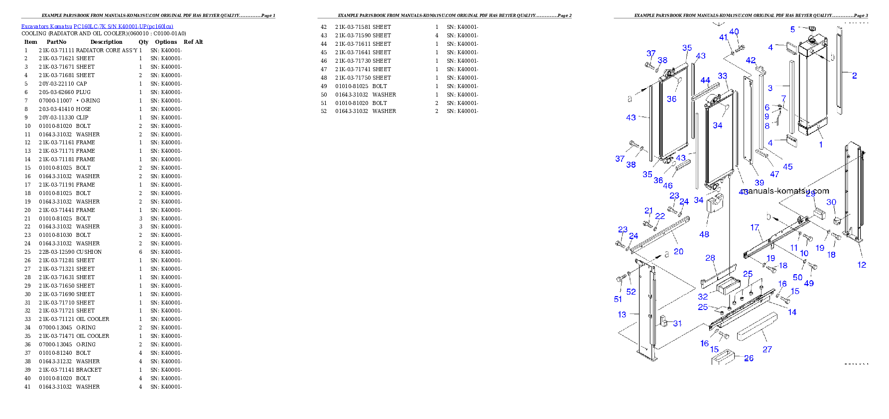 Protected: PC160LC-7K S/N K40001-UP Partsbook