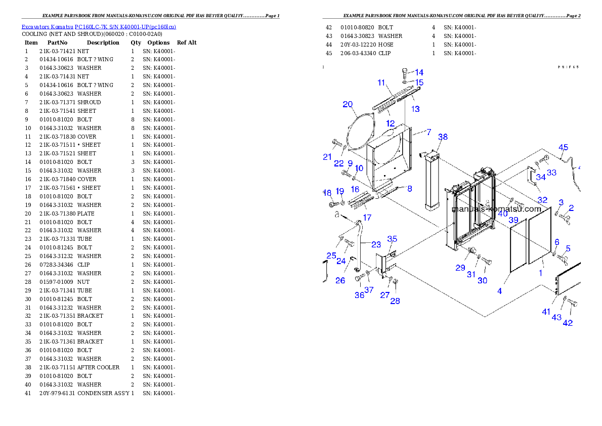 Protected: PC160LC-7K S/N K40001-UP Partsbook